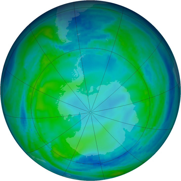Antarctic ozone map for 19 May 1993